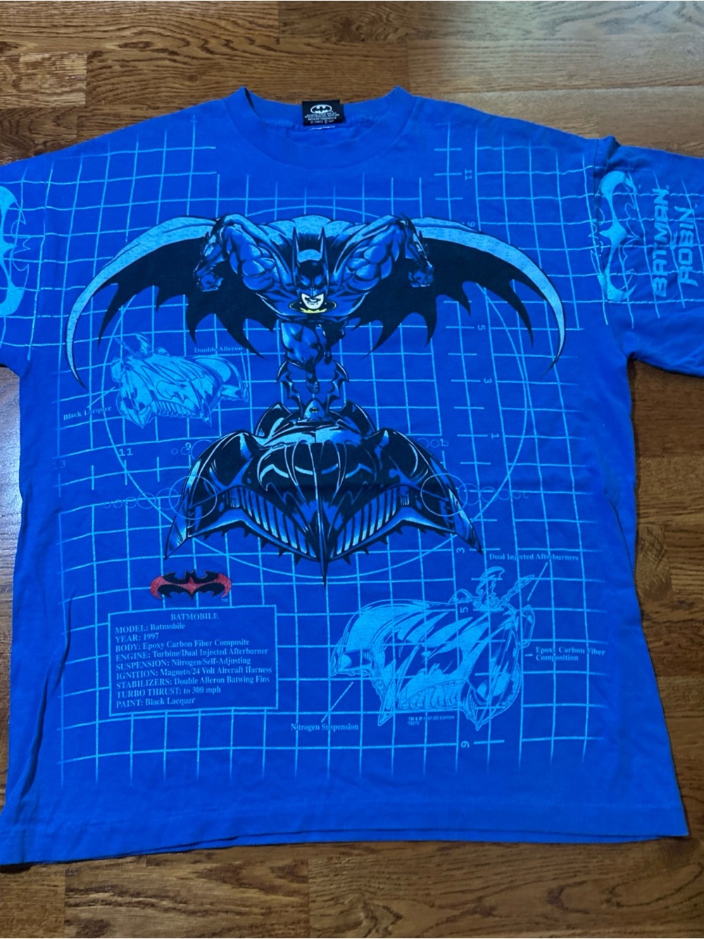 RARE 1997 Batman & Robin Batmobile Blueprint DC Movie Promo Large